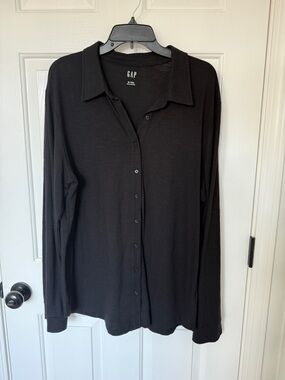 GAP Black Button-Front Long Sleeve Shirt XLT